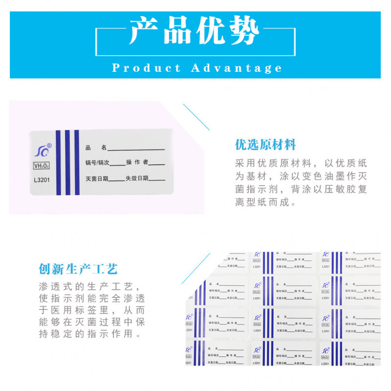 三強(qiáng)牌低溫滅菌器過(guò)氧化氫化學(xué)指示標(biāo)簽1200片\包