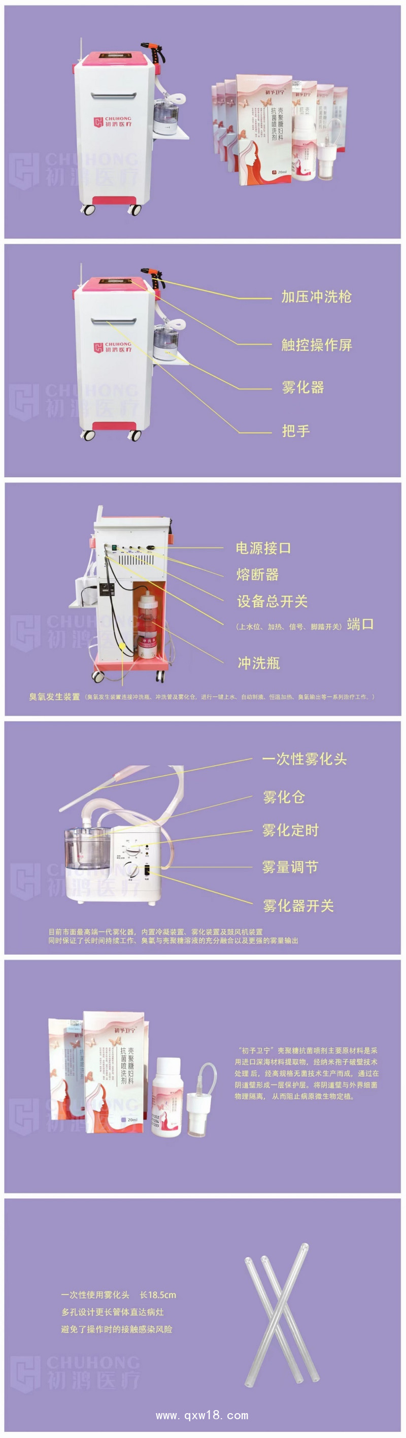 初鴻超聲波臭氧霧化婦科治療儀婦科臭氧沖洗治療儀醫(yī)用臭氧