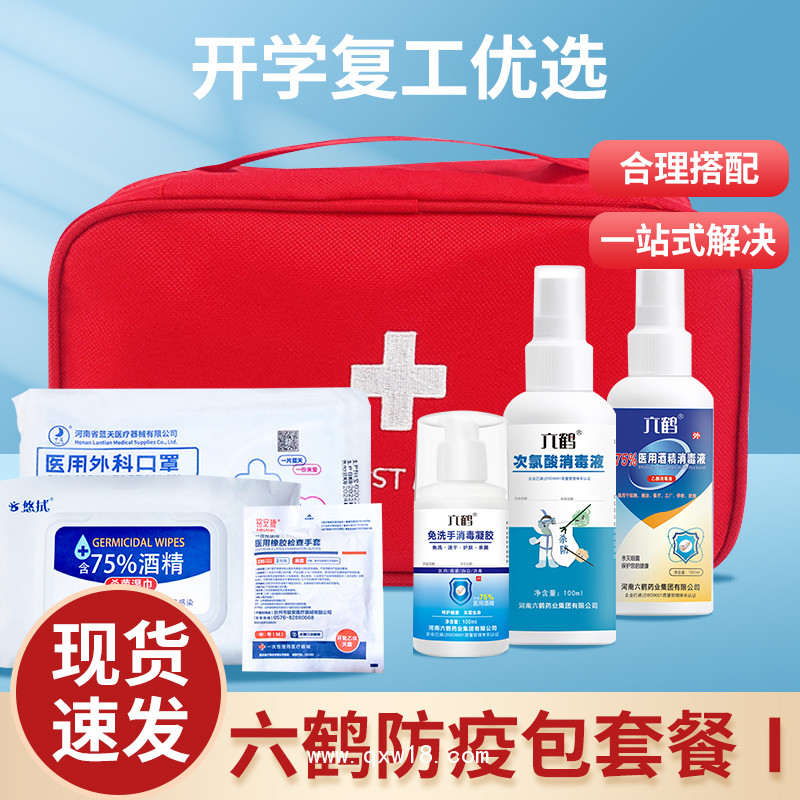 六鶴防疫包組合定制酒精消毒液免洗凝膠口罩濕巾套餐會議學校工廠