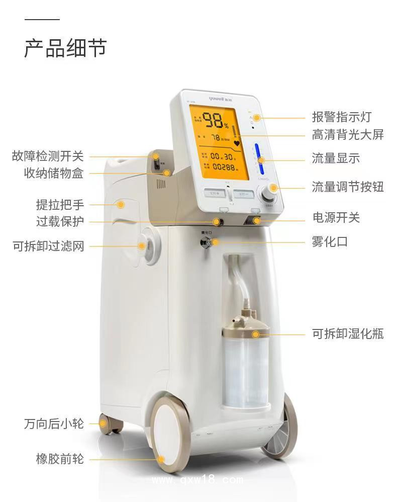 魚躍制氧機9F-3AW家用醫(yī)用吸氧霧化老人氧氣機制氧器3升
