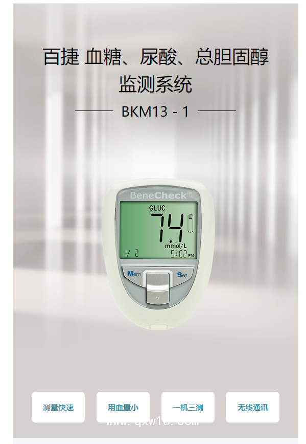 百捷BeneCheck 血糖、尿酸、總膽固醇監(jiān)測系統(tǒng) BKM13－1