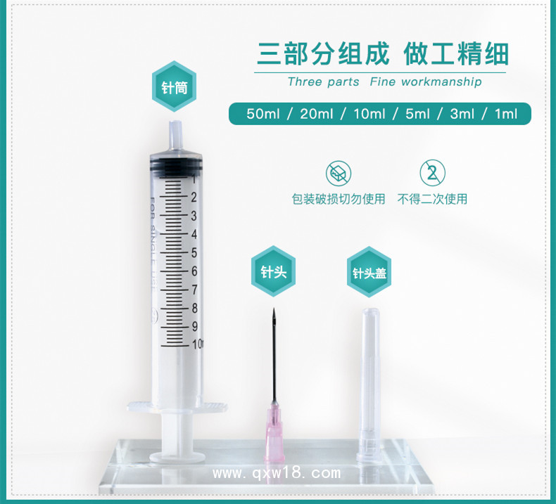 一次性使用無菌注射器，1ML、2ML、3ML、5ML等