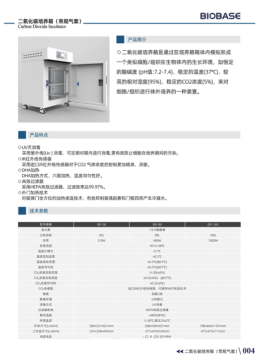 博科 二氧化碳培養(yǎng)箱QP-160氣套式